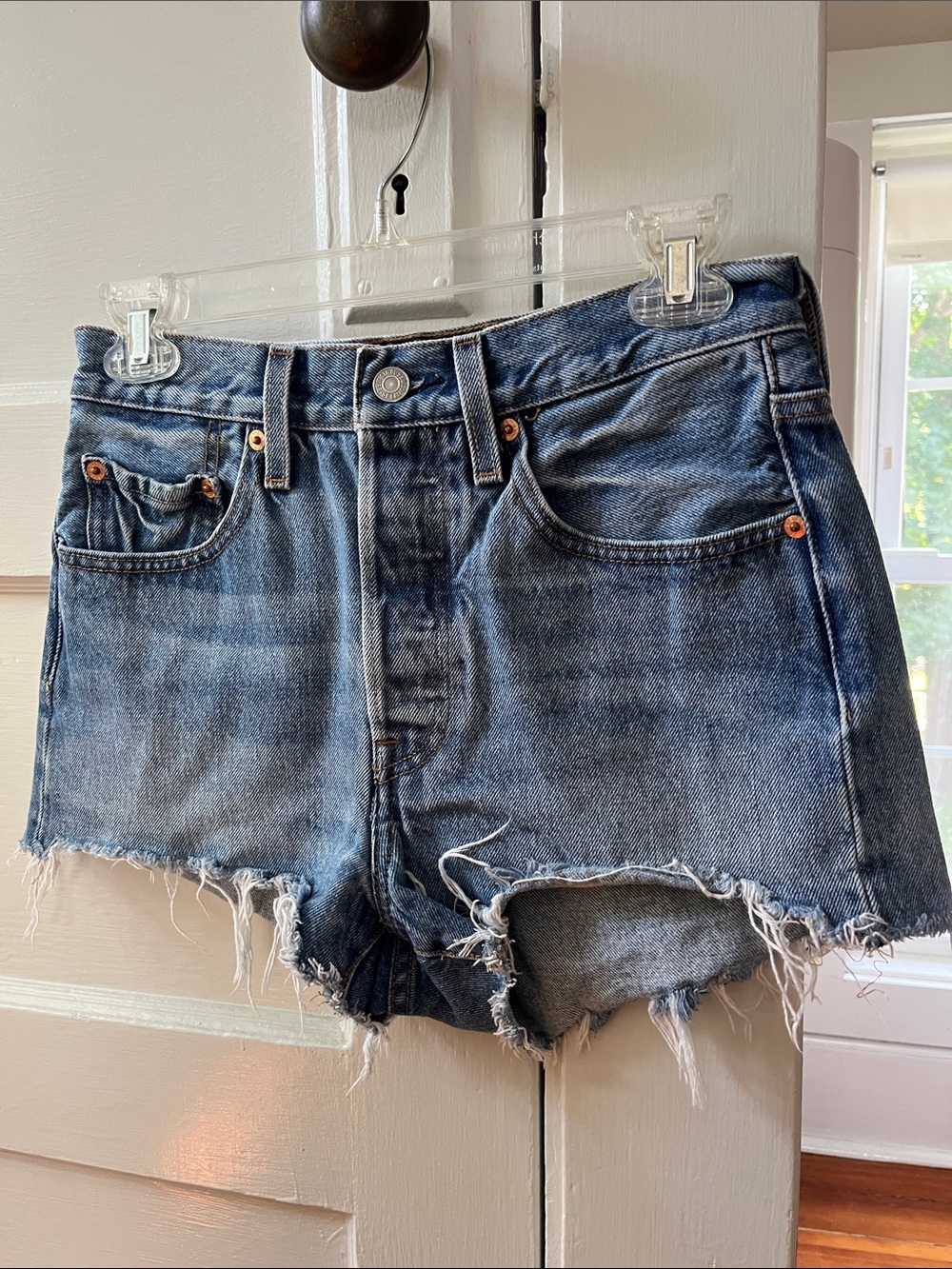 Levi's Blue Distressed Cutoff Jean Shorts